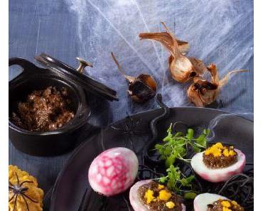 RECETTE HALLOWEEN : Les Œufs marbrés, mayonnaise noire