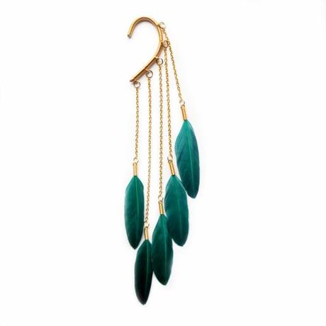 green_dangle_feather_ear_cuff_annijyrgenson