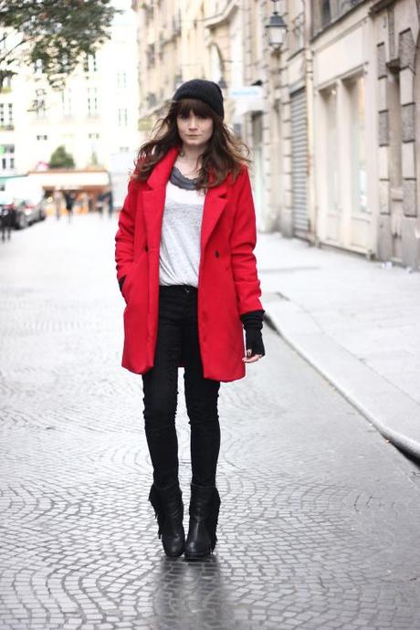 look manteau rouge