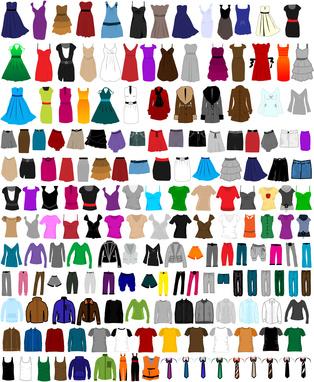 Large set of clothes for men and women