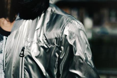 Marble silver lanvin bombers jacket