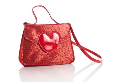 handbag with heart isolated with clipping path