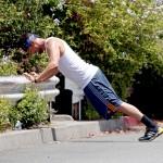 Josh Duhamel takes a break from daddy duty to squeeze in a workout in Santa Monica