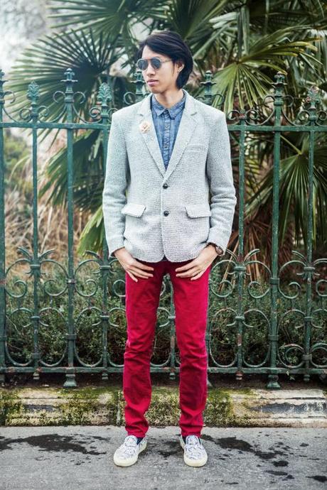 look homme pantalon rouge