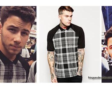STYLE : Nick Jonas wearing oversized Polo With Check Panels