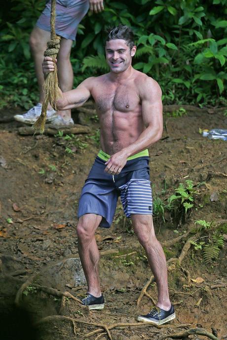 *PREMIUM EXCLUSIVE* **NO WEB, WEB EMBARGO UNTIL 9 AM PST ON 06/16/15** Oahu, HI - Zac Efron showed off his ripped muscles while hanging out in a lake shirtless with 'Mike and Dave Need Wedding Dates' co-stars Adam DeVine and Aubrey Plaza.           June 14, 2015, Image: 249844463, License: Rights-managed, Restrictions: NO Brazil, Model Release: no, Credit line: Profimedia, AKM images