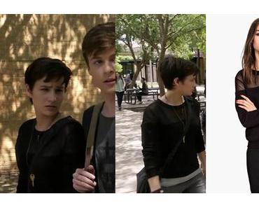 SCREAM : Audrey wearing a sweatshirt with mesh yoke