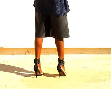 Jupe culotte en cuir et kimono