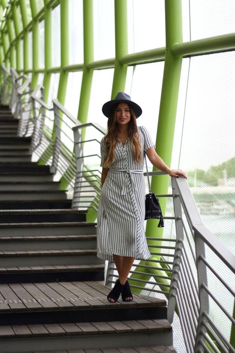 white stripe dress