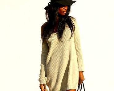 Une robe pull et des cuissardes, un autre mix parfait !