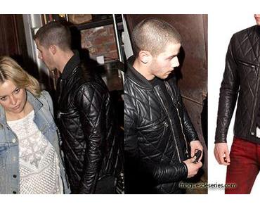 STYLE : Nick Jonas with a Diesel black gold leather jacket