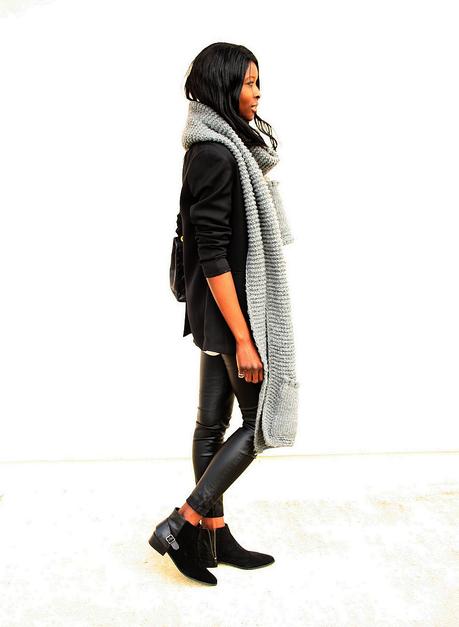 blog-mode-pantalon-cuir-boots-chelsea-blazer-smocking-maxi-echarpe