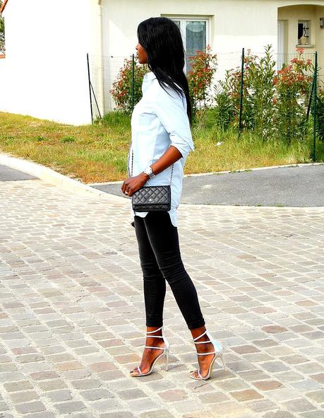 strappy-sandals-chanel-woc-oversize-shirt-skinny-jeans