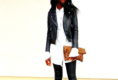 ootd-perfecto-zara-chemise-blanche-asos-pochette-leopard-legging-cuir