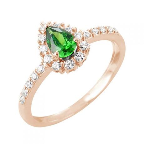 Claira-bague-or-rose-18-carats-emeraude-et-diamants-Diveene-joaillerie