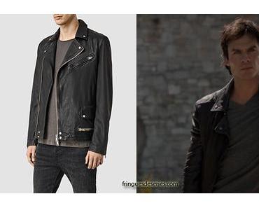 THE VAMPIRE DIARIES : Damon in ALL SAINTS leather jacket in s7ep22