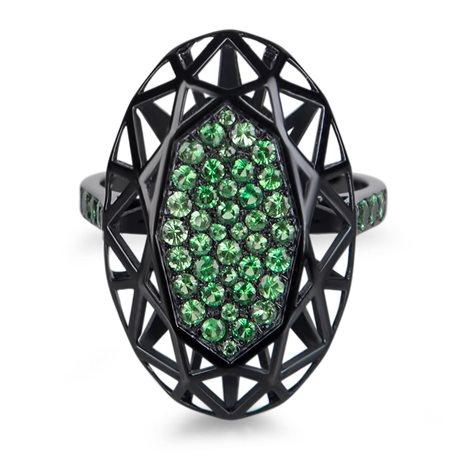 bague-shadow-haute-joaillerie-parisienne-or-noir-et-tsavorites-fabrication-artisanale-diveene-joaillerie-2