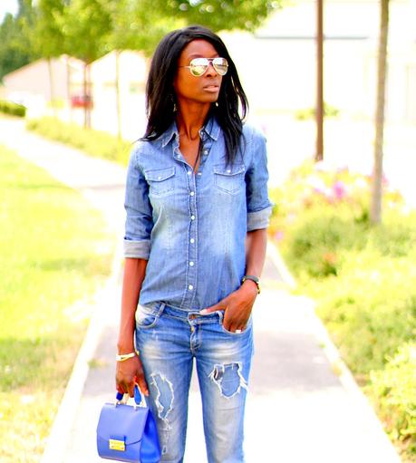 rayban-aviateur-mirror-sunglasses-espadrilles-kenzo-mini-sac-furla-jeansdechire-zara-chemise-jeans-hm-larsson-jennings-montre-blog-mode