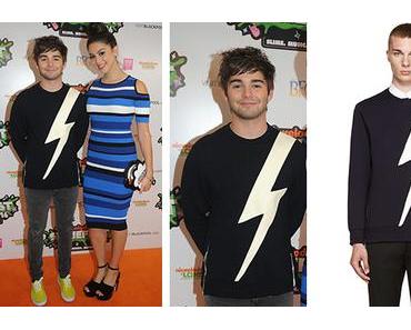 STYLE : Jack Griffo wearing a quilted thunderbolt sweater