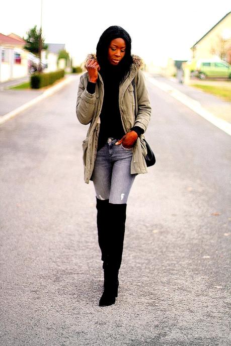 parka-kaki-col-fourrure-otk-boots-chloe-drew-bag-blogger-style