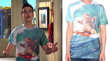 LIV AND MADDIE : Joey with a surfing cat print t-shirt in s4ep10