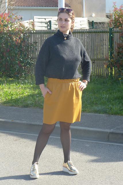 Gold Shoes and Mustard Skirt
