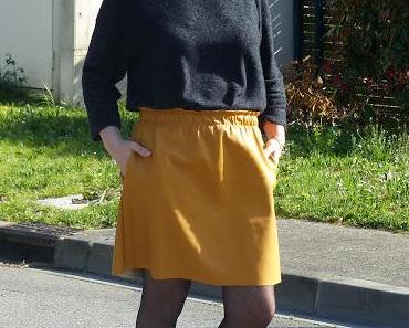 Gold Shoes and Mustard Skirt