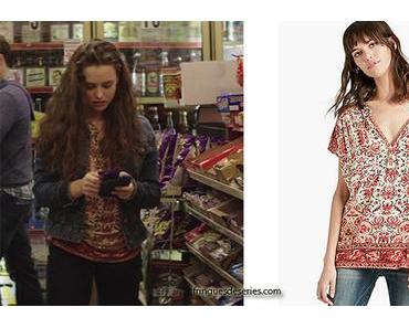 13 REASONS WHY : Hannah Baker with a Lucky Brand border print top in s1ep3