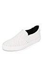 Uri Minkoff Men's Canal Perforated Slip On Sneakers, White, 10.5 D(M) US