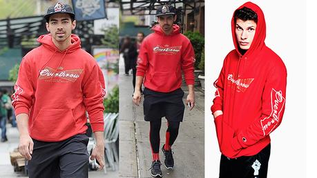 STYLE : Joe Jonas and his Overthrow red hoodie