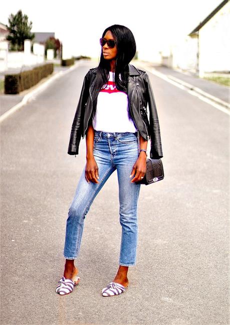 inspiration-look-tendance-casual-chic-mules-veste-cuir-jeans-taille-haute