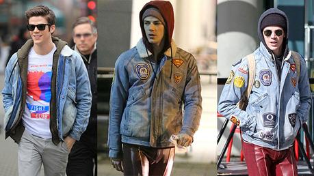 STYLE : Grant Gustin customizes his denim bomber jacket with patches