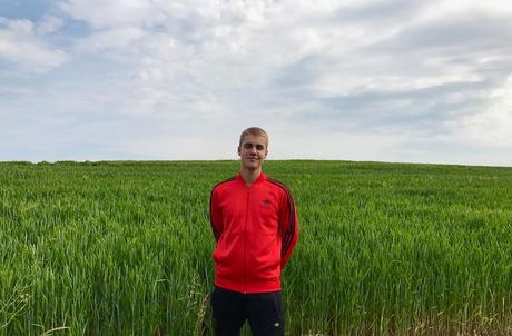 STYLE : Justin Bieber in an adidas Originals Superstar  red Track Jacket