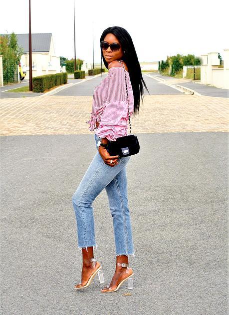 look-ete-tendance-jeans-top-rayures-epaules-nues