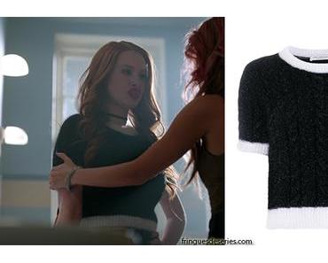 RIVERDALE : Cheryl wearing black angora cropped knit jumper in s2ep14