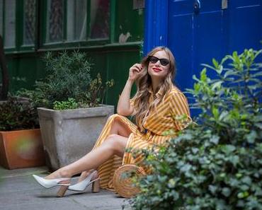 Robe chemise à rayures & sac bambou