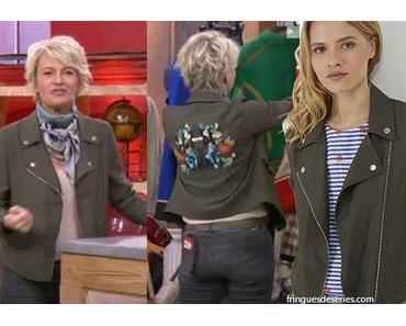 AFFAIRE CONCLUE : veste motard kaki pour Sophie Davant