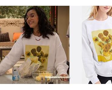 THE EXPANDING UNIVERSE OF ASHLEY GARCIA :  Ashley’s Sunflowers print sweatshirt in S1E05