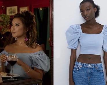 EMILY IN PARIS : Mindy’s blue off-the-shoulder top in S1E02