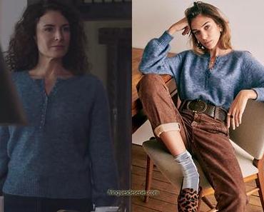 ICI TOUT COMMENCE : le pull bleu à col boutonné de Clotilde dans l’épisode 47