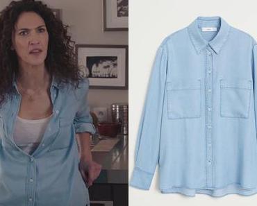 DEMAIN NOUS APPARTIENT : la chemise bleue à larges poches de Clémentine dans l’épisode 913