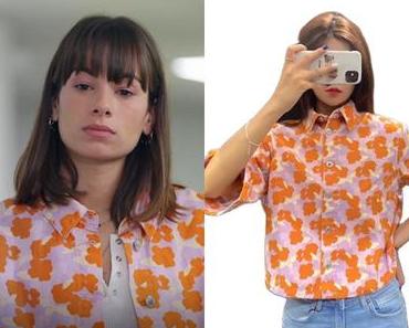 INFLUENCES : la blouse à fleurs oranges d’Ilona dans l’épisode 58