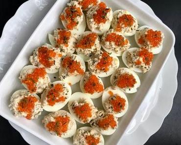RECETTE : Œufs mimosa au crabe et œufs de truite